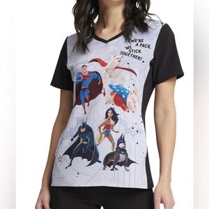NWT SuperPets Cherokee Uniforms Scrubs Tooniforms V Neck Top Size Small
